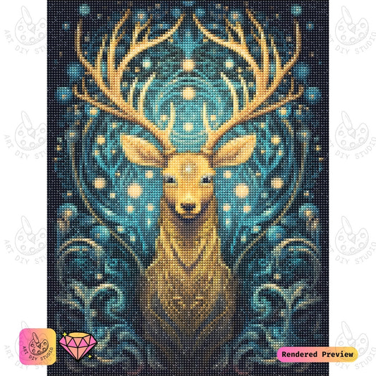 Artdiystudio Cosmic Stags Aura Diy Diamond Painting Kit A Magical Journey Into The Heart Of The Forest 5