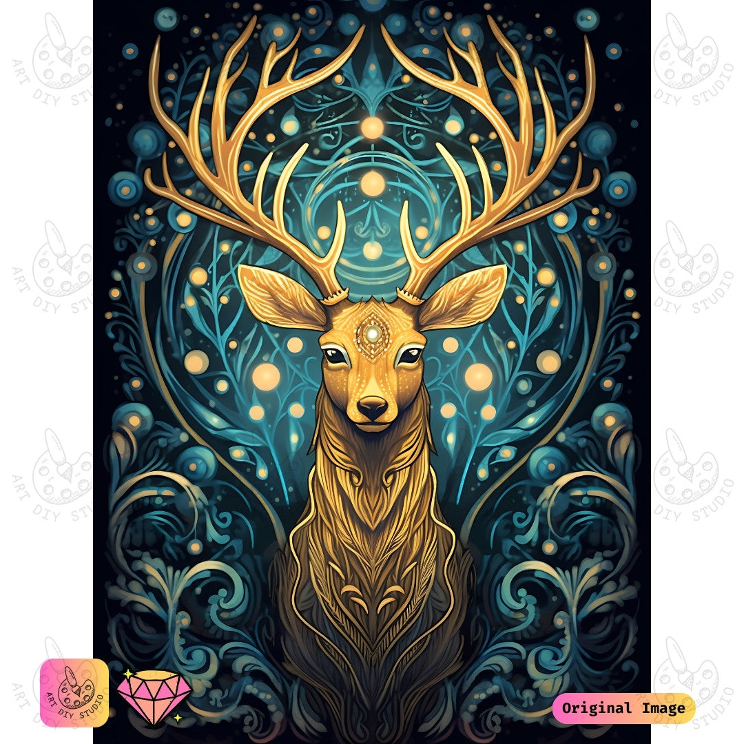 Artdiystudio Cosmic Stags Aura Diy Diamond Painting Kit A Magical Journey Into The Heart Of The Forest 6