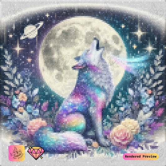 Artdiystudio Cosmic Wolf Serenade Diy Diamond Painting Kit A Starlit Masterpiece 2