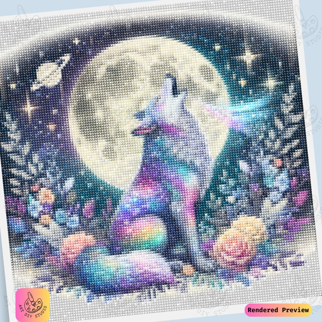 Artdiystudio Cosmic Wolf Serenade Diy Diamond Painting Kit A Starlit Masterpiece 6
