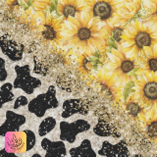 Artdiystudio Cow Print Sunflower Sparkle Diy Diamond Painting Kit Bold Fun And Glamorous 7