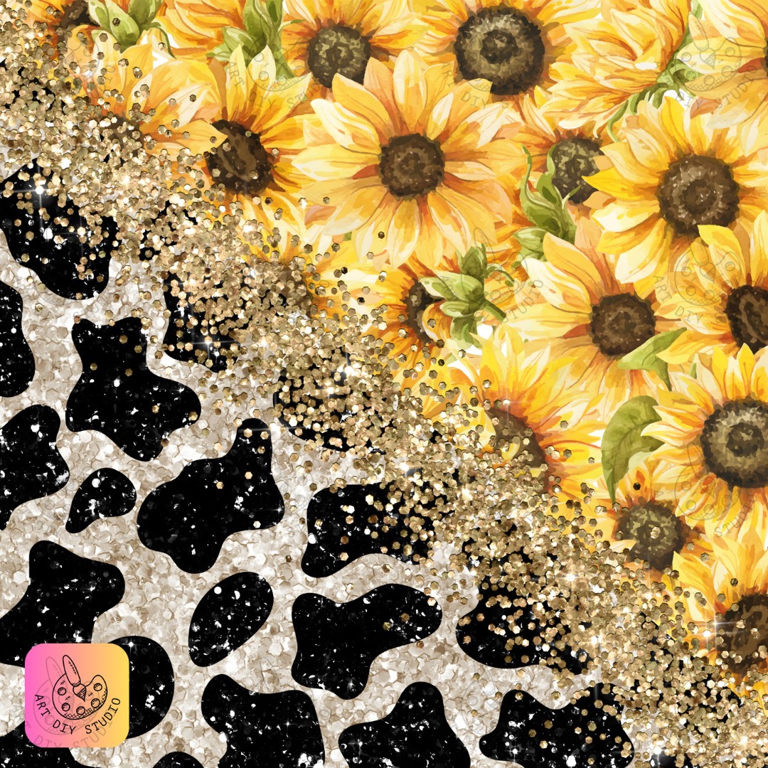 Artdiystudio Cow Print Sunflower Sparkle Diy Diamond Painting Kit Bold Fun And Glamorous 8