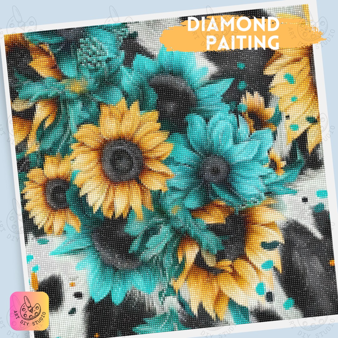 Artdiystudio Cowgirl Sunflower Burst Diy Diamond Painting Kit Bold Bright And Western 4