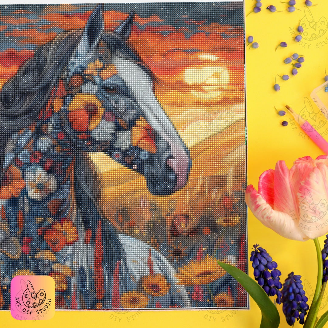Artdiystudio Craft A Floral Masterpiece With Wildflower Harmony Horse Diamond Art Kit 6