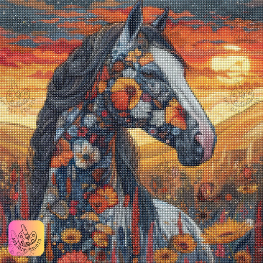 Artdiystudio Craft A Floral Masterpiece With Wildflower Harmony Horse Diamond Art Kit 7