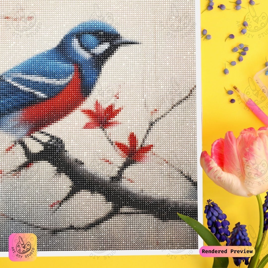 Artdiystudio Crimson Winged Majesty Diy Diamond Painting Kit A Majestic Bird In Full Color 4