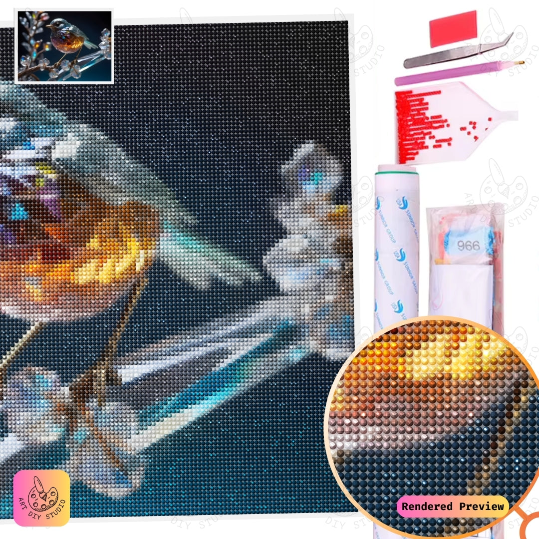 Artdiystudio Crystal Bird On Branch Diy Diamond Painting Kit A Radiant Masterpiece Of Light And Elegance 2