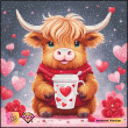 Artdiystudio Cuppa Moo Love Diy Diamond Painting Kit A Heartfelt Expression Of Adorable Charm 2