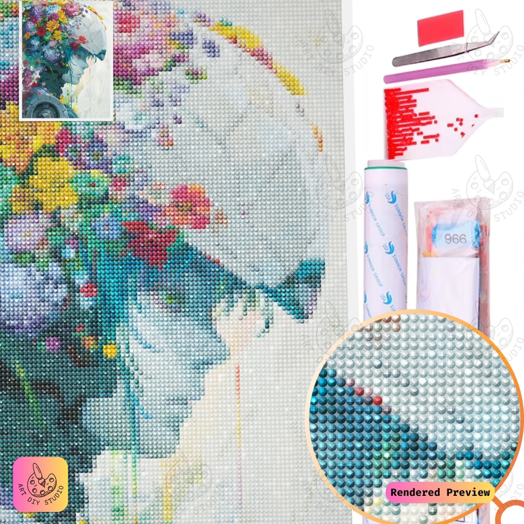 Artdiystudio Cyber Bloom Harmony Diy Diamond Painting Kit A Futuristic Floral Masterpiece 5