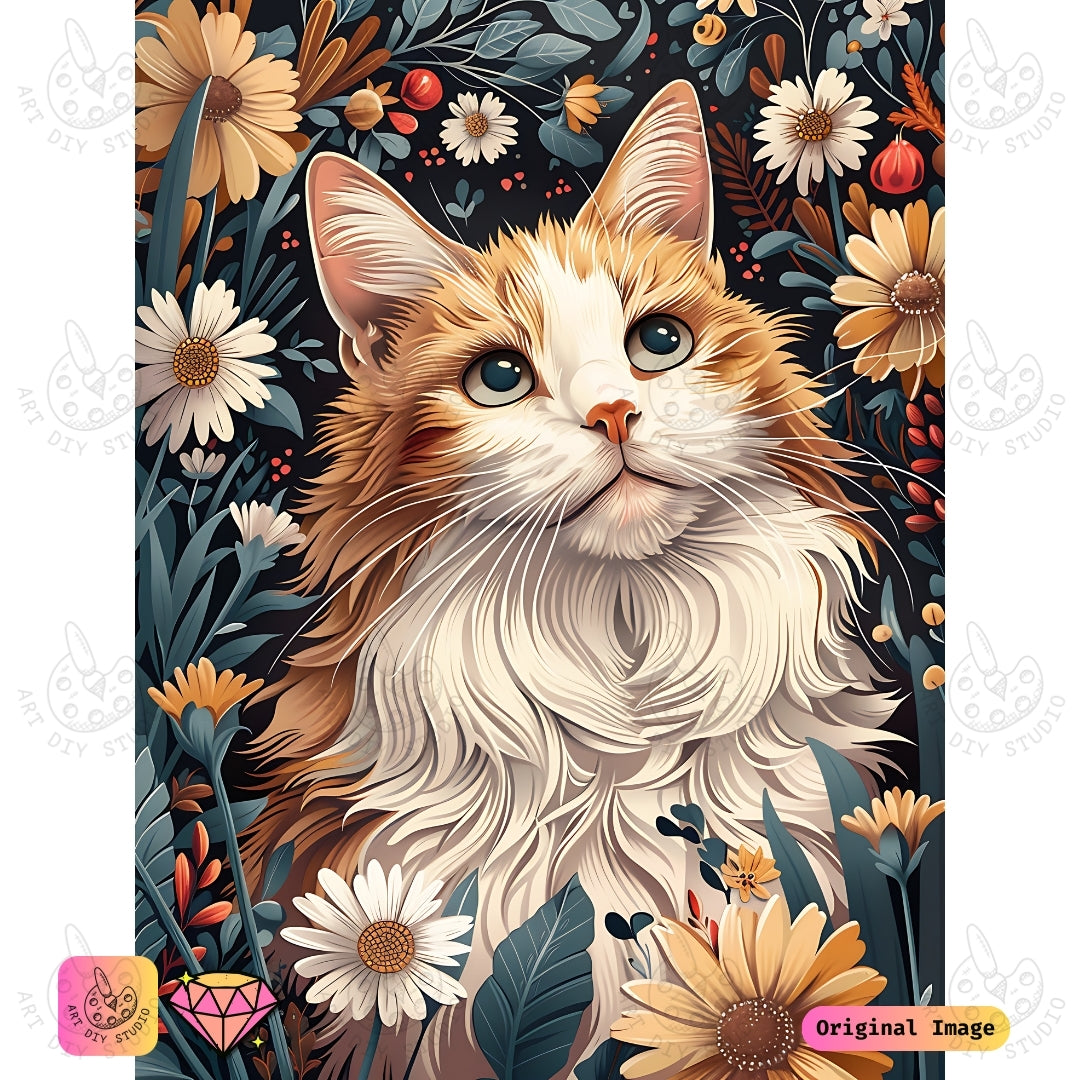 Artdiystudio Daisy Feline Serenity Diy Diamond Painting Kit A Gentle Artistic Masterpiece