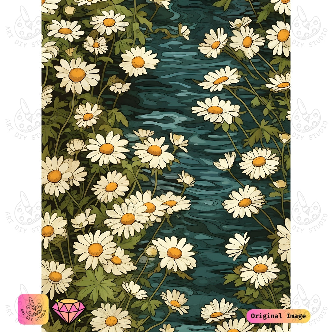 Artdiystudio Daisy Stream Harmony Diy Diamond Painting Kit A Rustic Floral Masterpiece