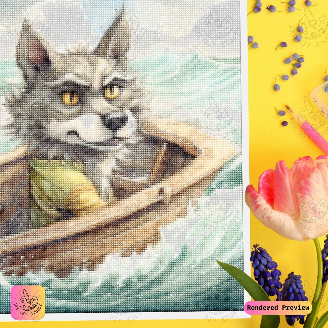 Artdiystudio Daring Wolf Voyage Diy Diamond Painting Kit An Ocean Adventure Tale 3