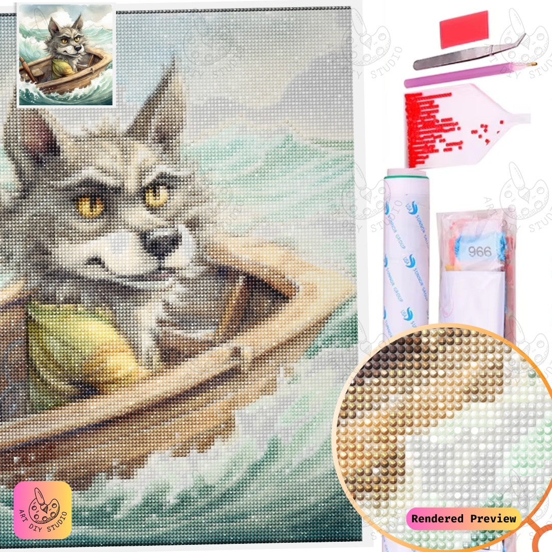 Artdiystudio Daring Wolf Voyage Diy Diamond Painting Kit An Ocean Adventure Tale 5