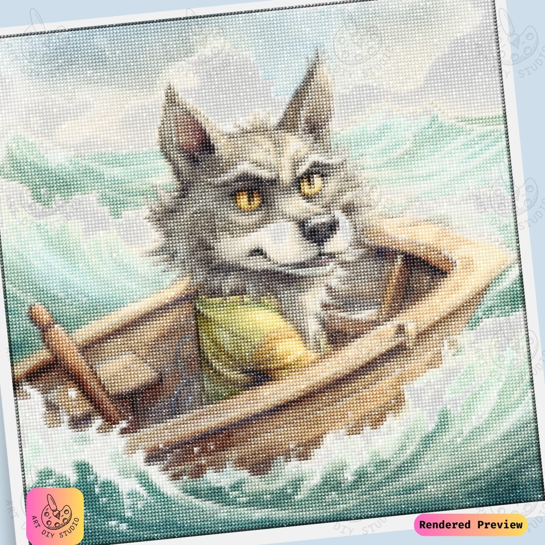 Artdiystudio Daring Wolf Voyage Diy Diamond Painting Kit An Ocean Adventure Tale 6