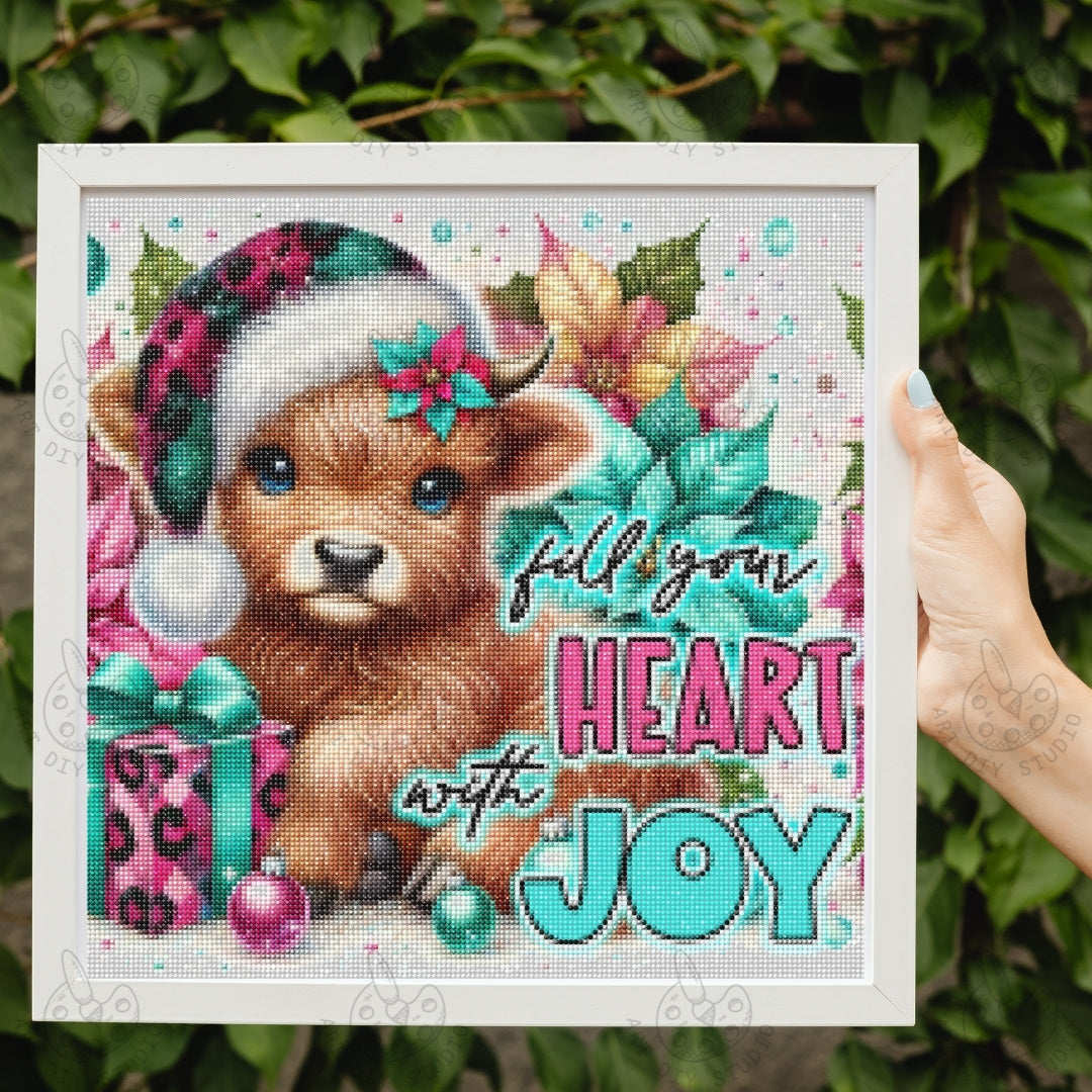 DIY Baby Cow Christmas Diamond Painting Kit Product Image Artdiystudio.com