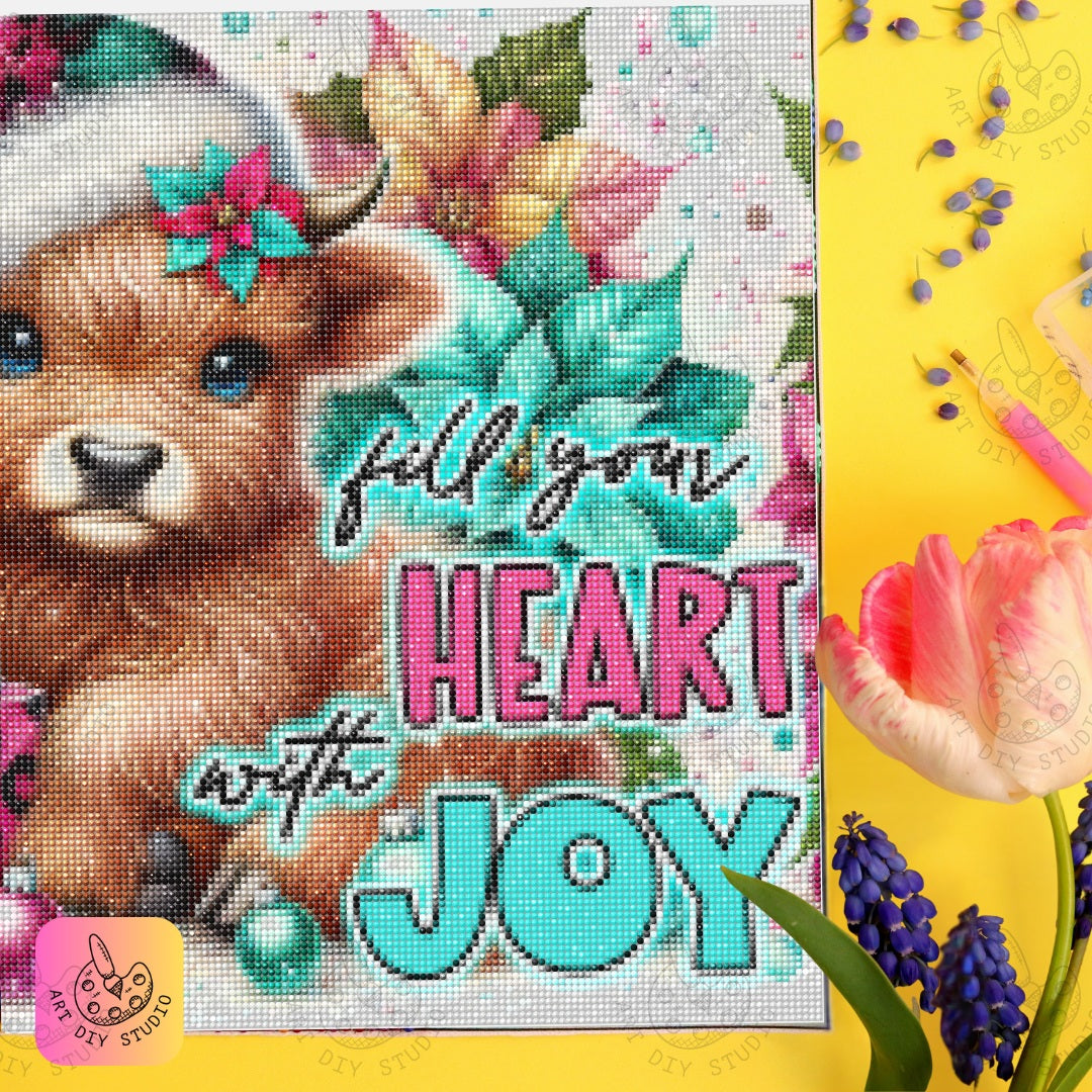 DIY Baby Cow Christmas Diamond Painting Kit Product Image Artdiystudio.com