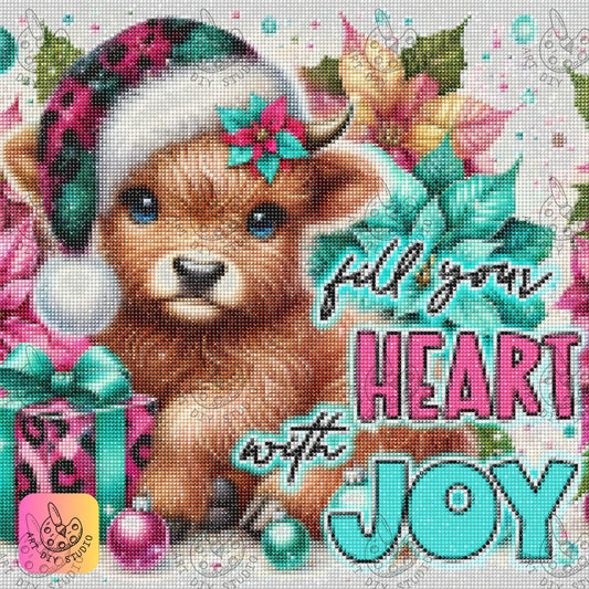 DIY Baby Cow Christmas Diamond Painting Kit Product Image Artdiystudio.com
