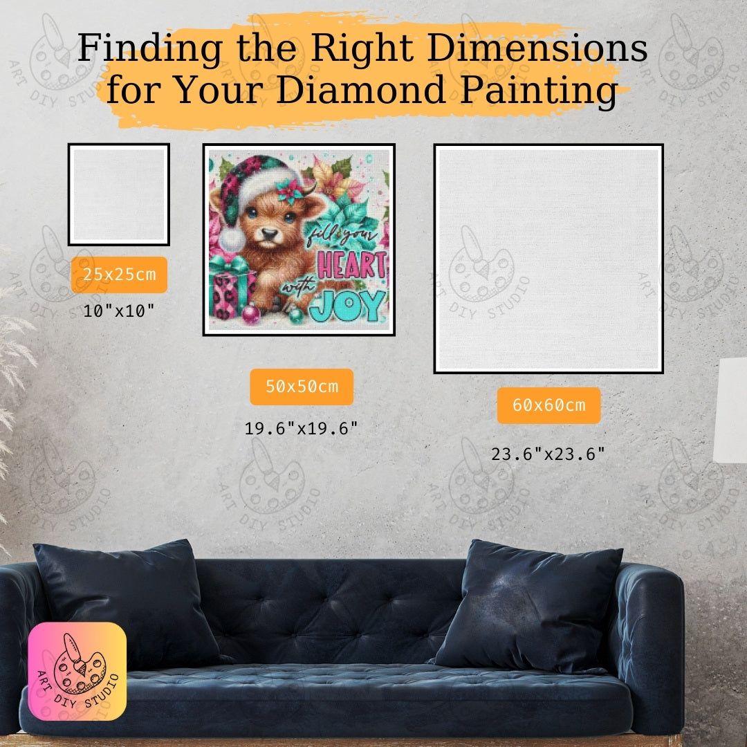 DIY Baby Cow Christmas Diamond Painting Kit Product Image Artdiystudio.com