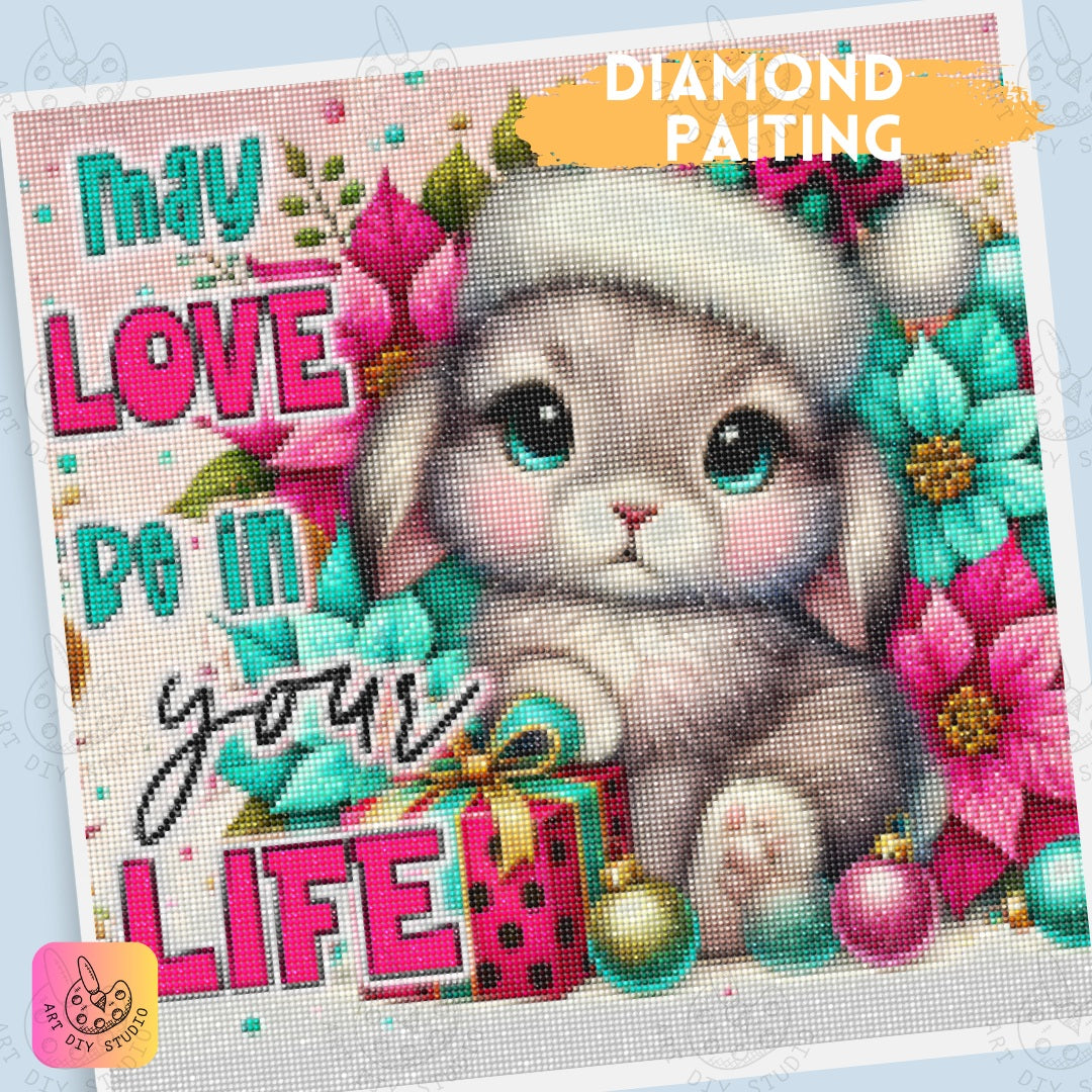 DIY Bunny Christmas Diamond Painting Kit Product Image Artdiystudio.com