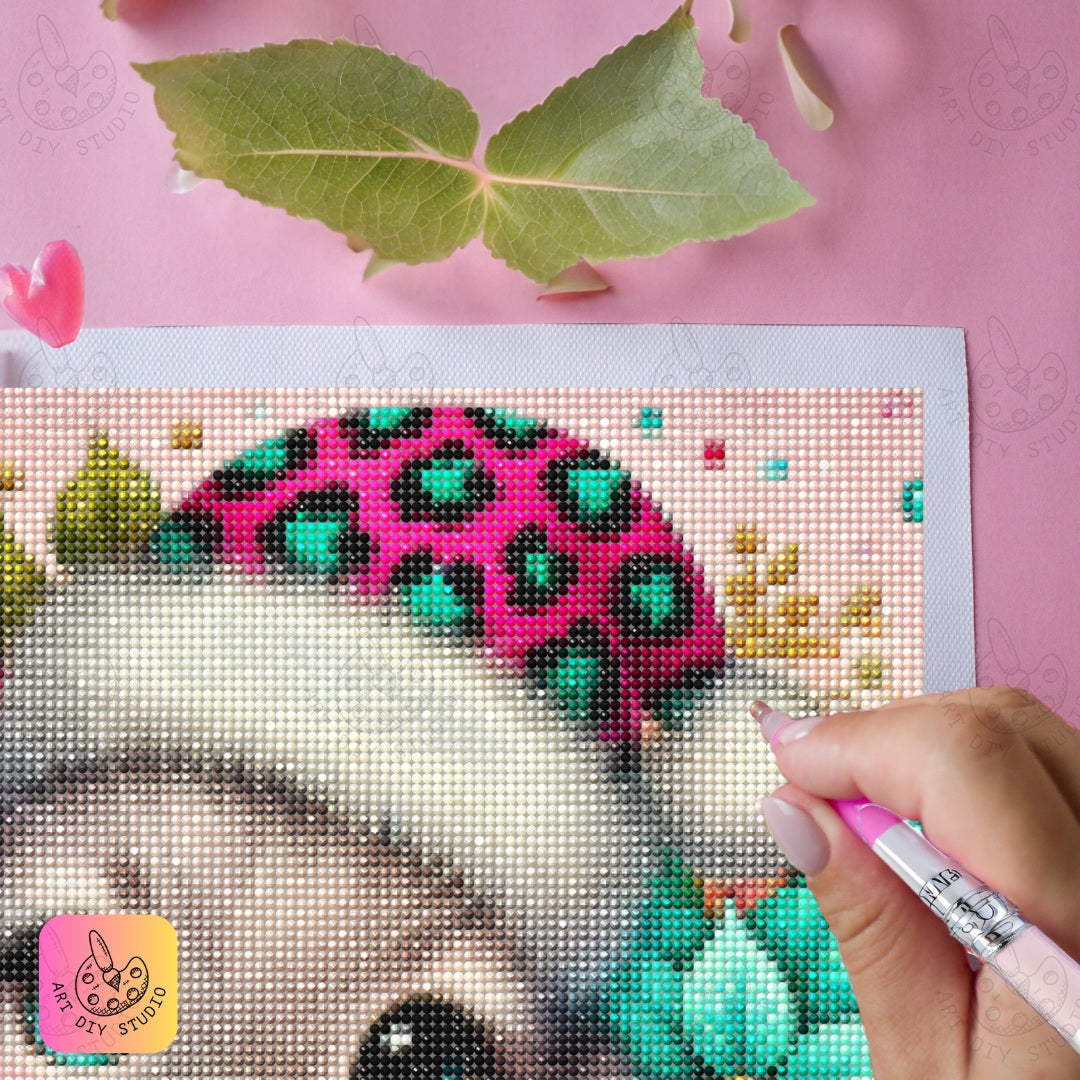 DIY Bunny Christmas Diamond Painting Kit Product Image Artdiystudio.com