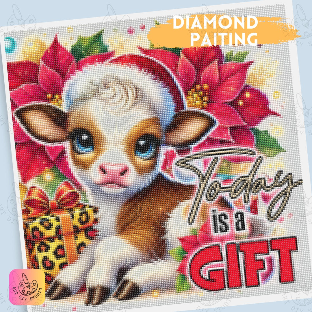 DIY Calf Christmas Diamond Painting Kit Product Image Artdiystudio.com
