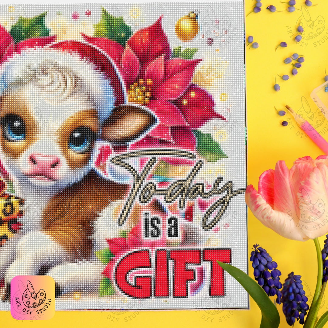 DIY Calf Christmas Diamond Painting Kit Product Image Artdiystudio.com