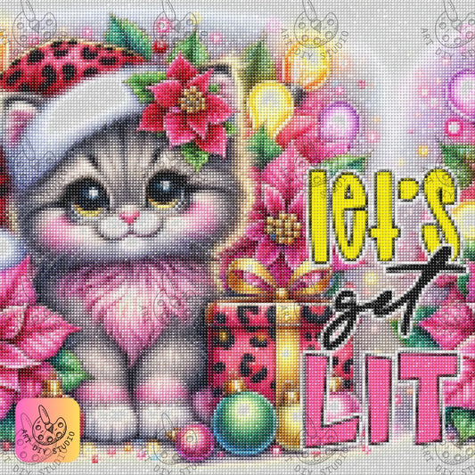 DIY Cat Christmas Diamond Painting Kit Product Image Artdiystudio.com