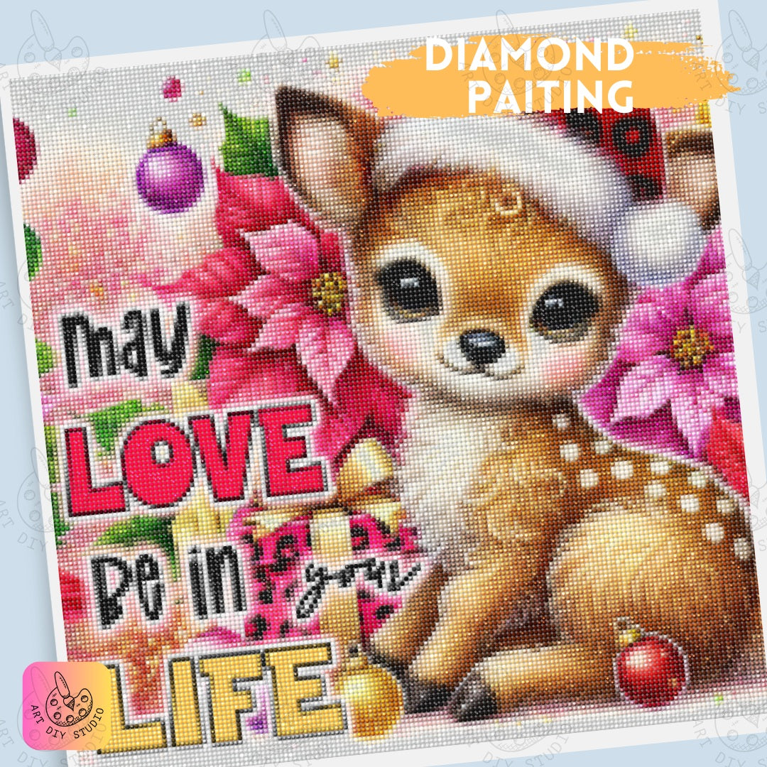 DIY Fawn Christmas Diamond Painting Kit Product Image Artdiystudio.com