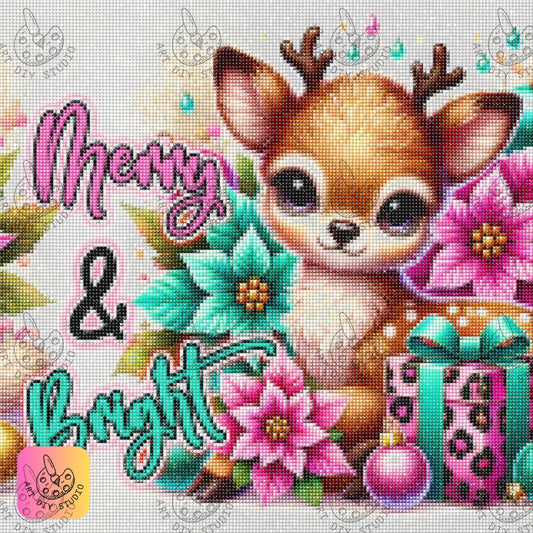 DIY Fawn Christmas Diamond Painting Kit Product Image Artdiystudio.com