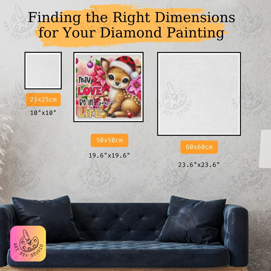 DIY Fawn Christmas Diamond Painting Kit Product Image Artdiystudio.com