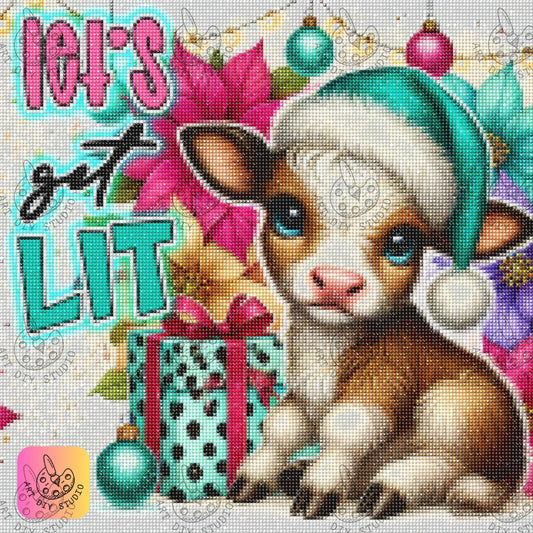 DIY Festive Cow Diamond Painting Kit Product Image Artdiystudio.com