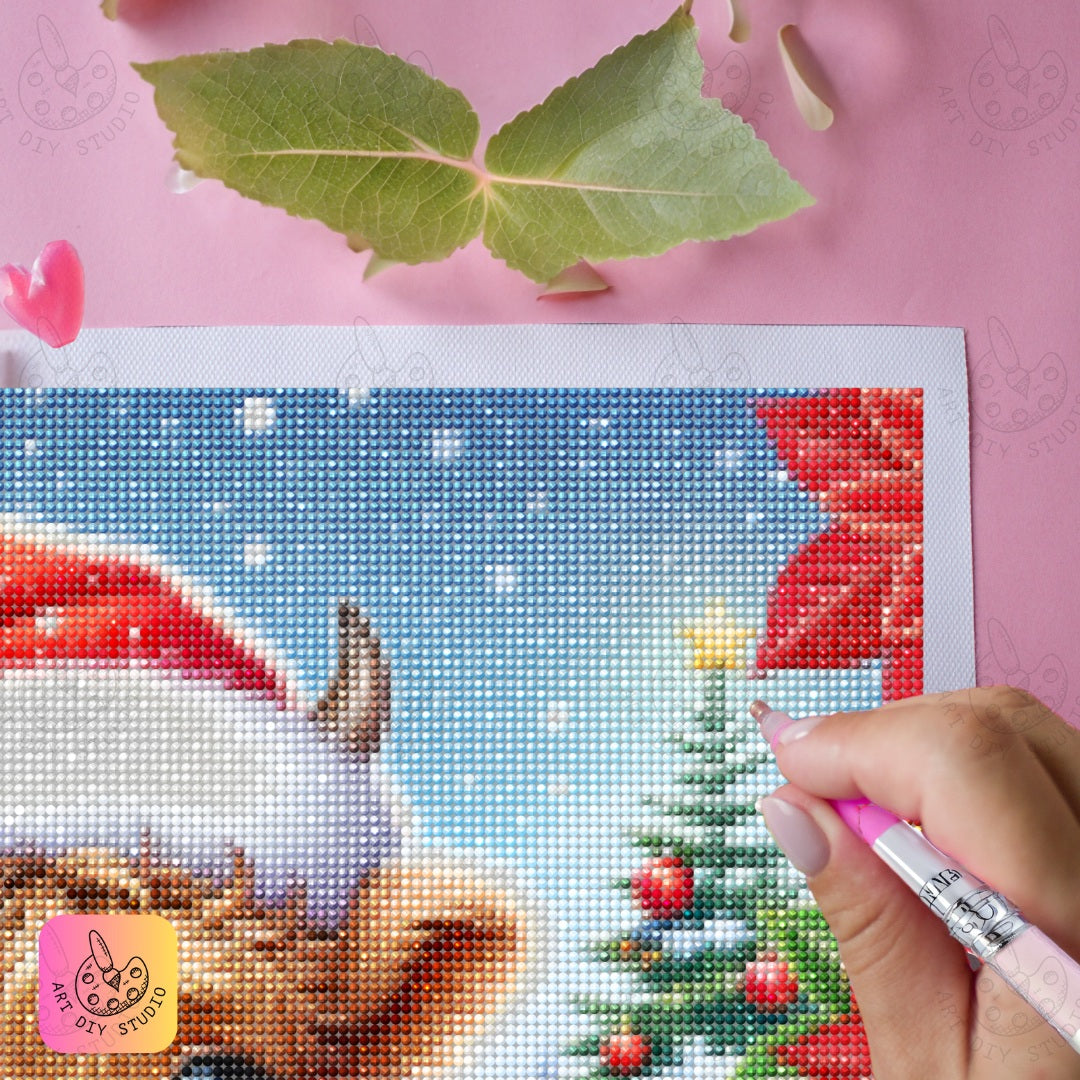 DIY Highland Cow Christmas Diamond Painting Kit Product Image Artdiystudio.com