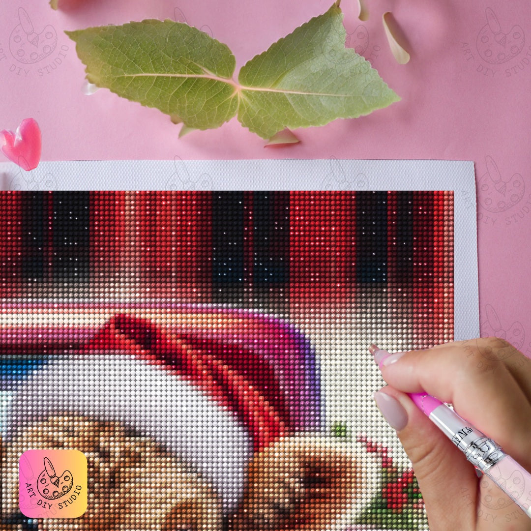 DIY Highland Cow Christmas Diamond Painting Kit Product Image Artdiystudio.com