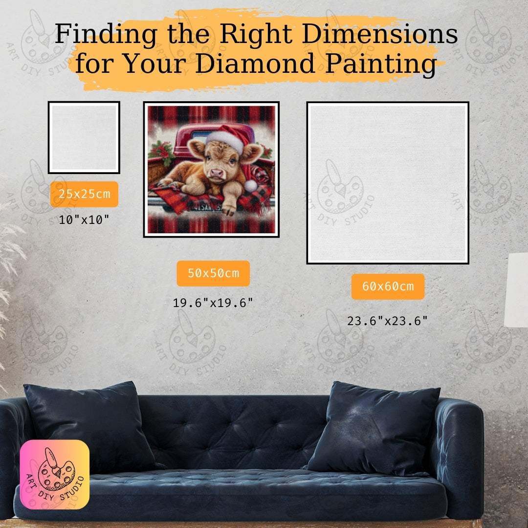 DIY Highland Cow Christmas Diamond Painting Kit Product Image Artdiystudio.com