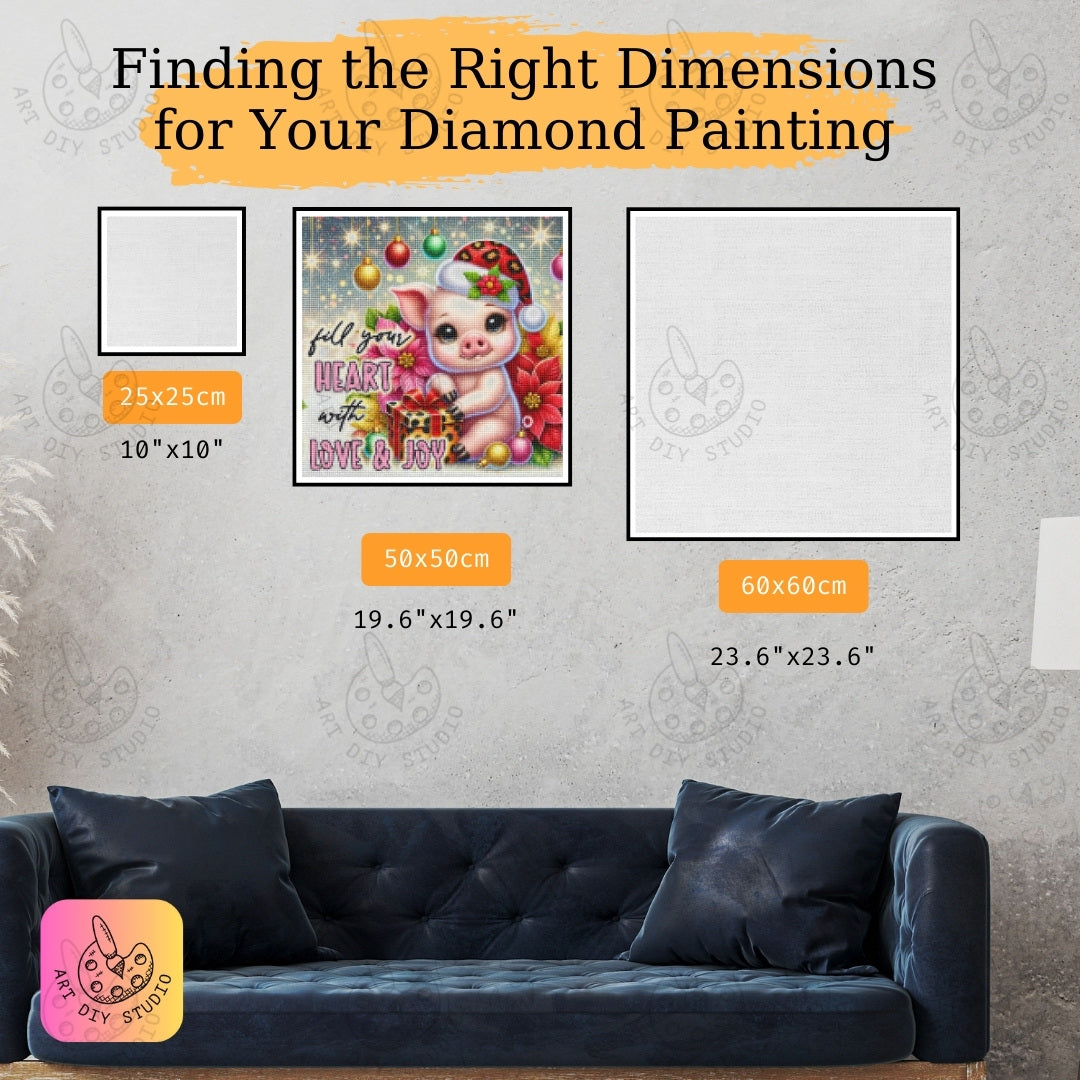 DIY Piglet Christmas Diamond Painting Kit Product Image Artdiystudio.com