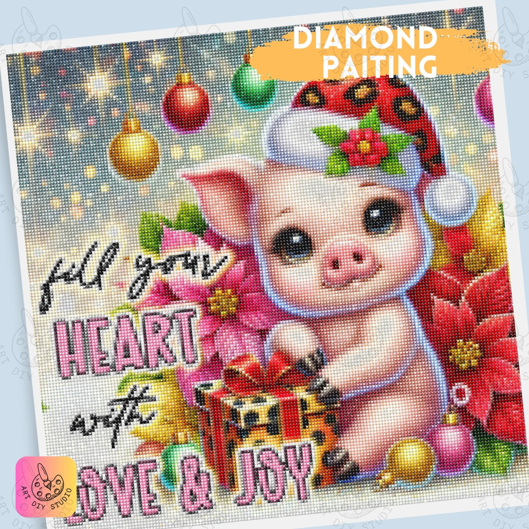 DIY Piglet Christmas Diamond Painting Kit Product Image Artdiystudio.com