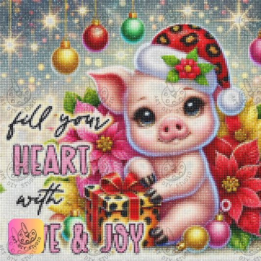 DIY Piglet Christmas Diamond Painting Kit Product Image Artdiystudio.com