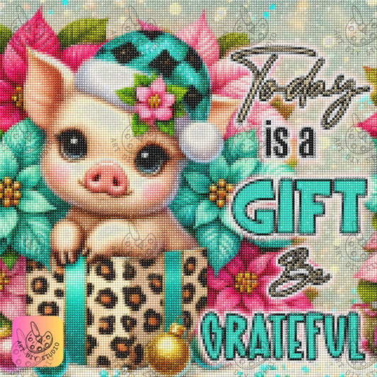 DIY Piglet Gratitude Diamond Painting Kit Product Image Artdiystudio.com