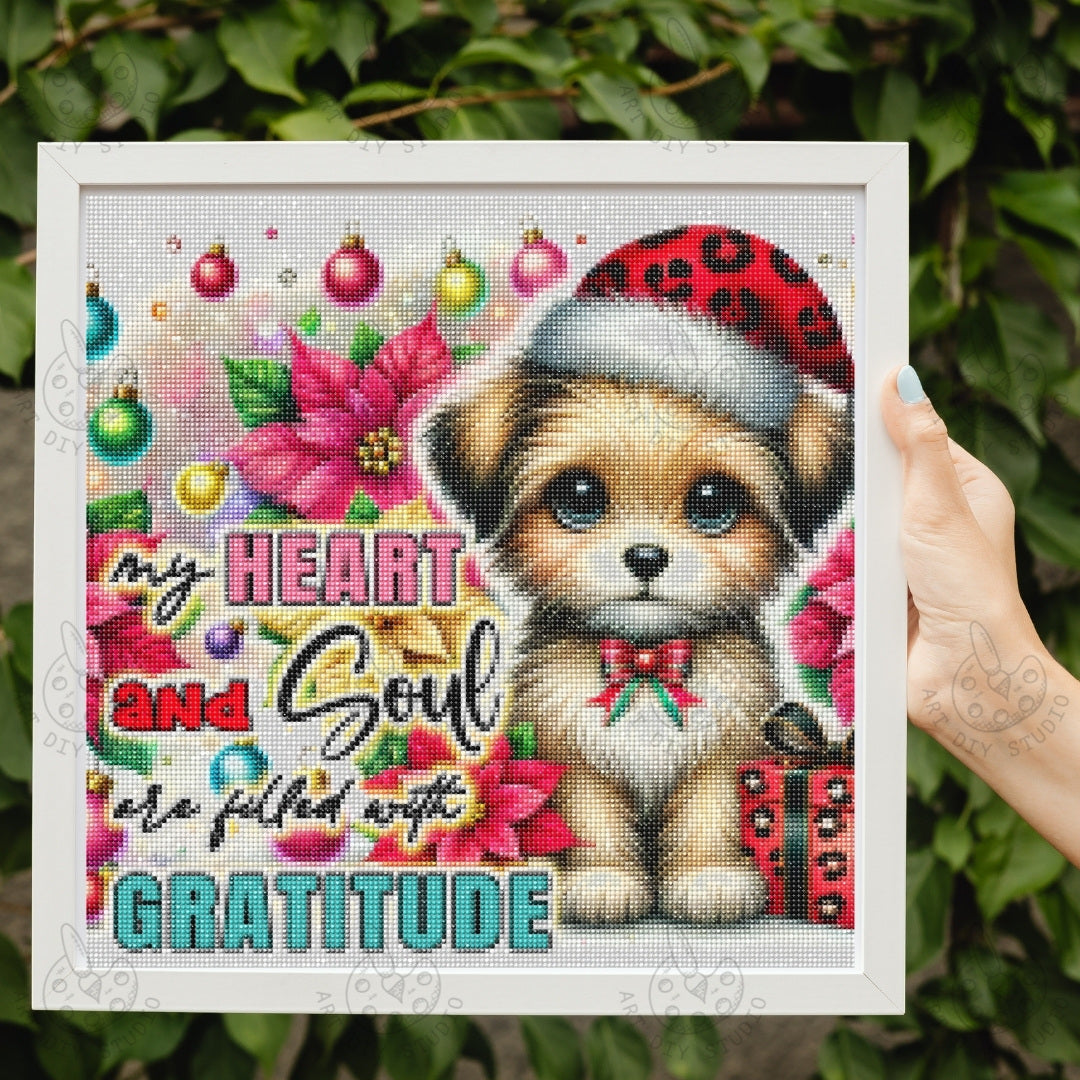 DIY Puppy Christmas Diamond Painting Kit Product Image Artdiystudio.com