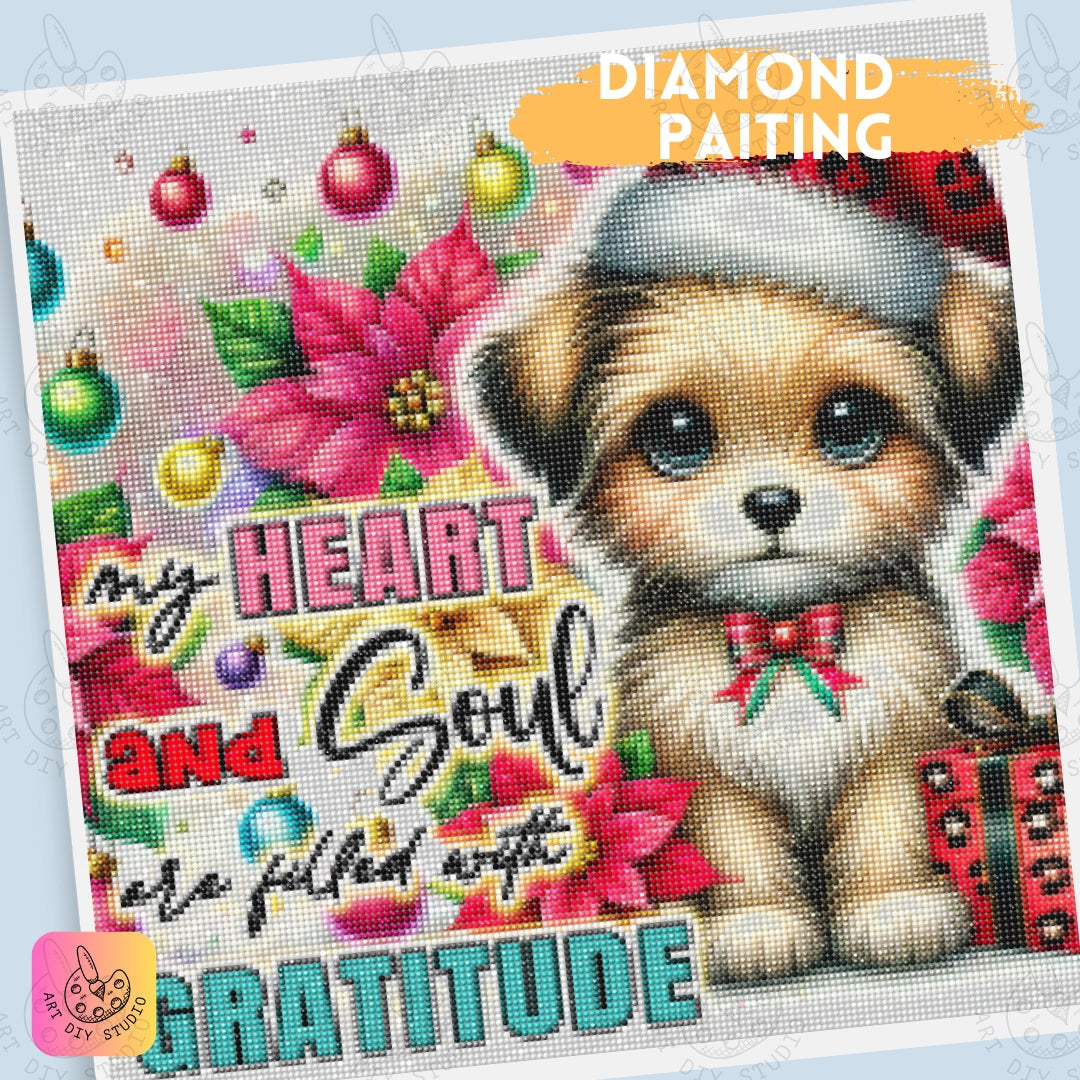 DIY Puppy Christmas Diamond Painting Kit Product Image Artdiystudio.com