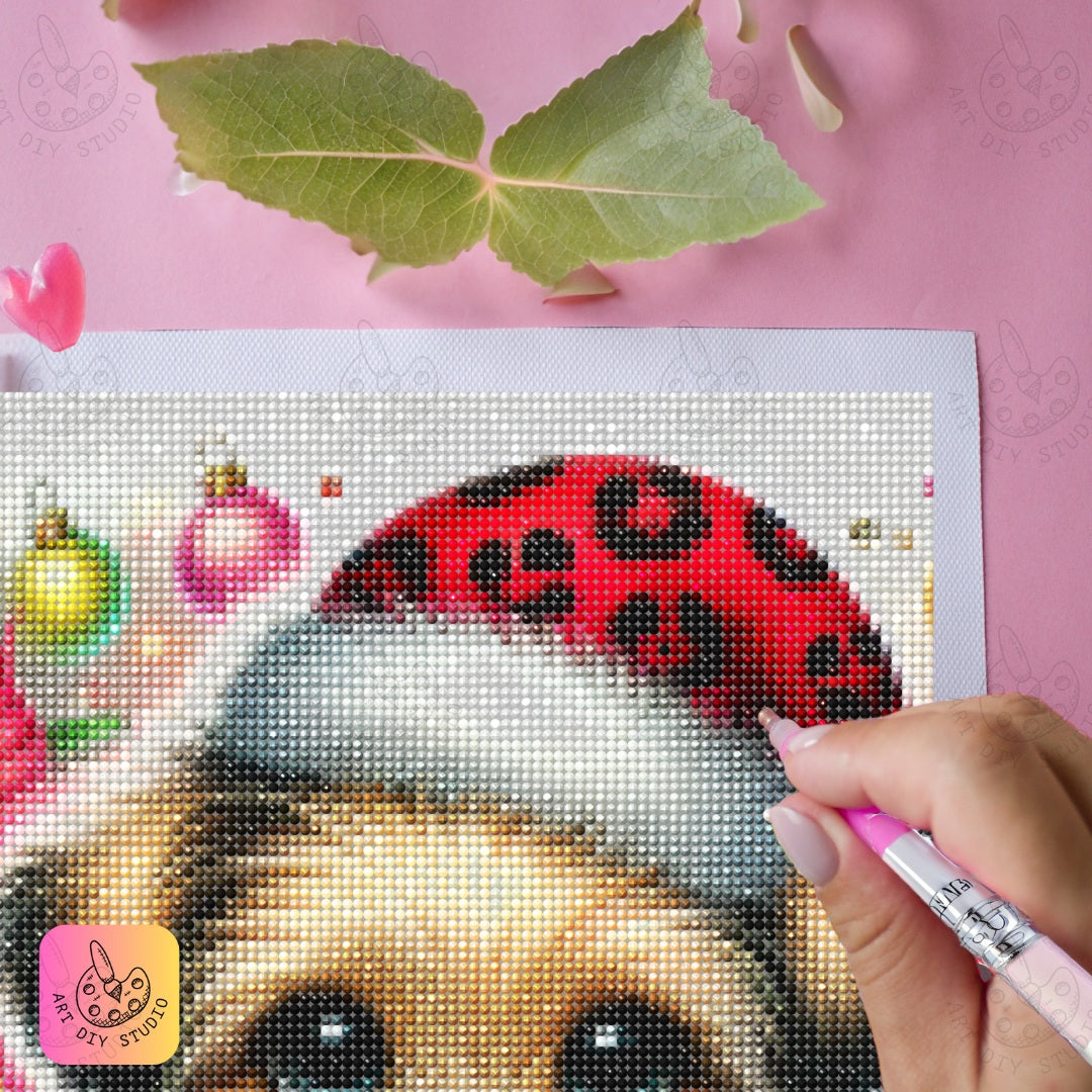 DIY Puppy Christmas Diamond Painting Kit Product Image Artdiystudio.com
