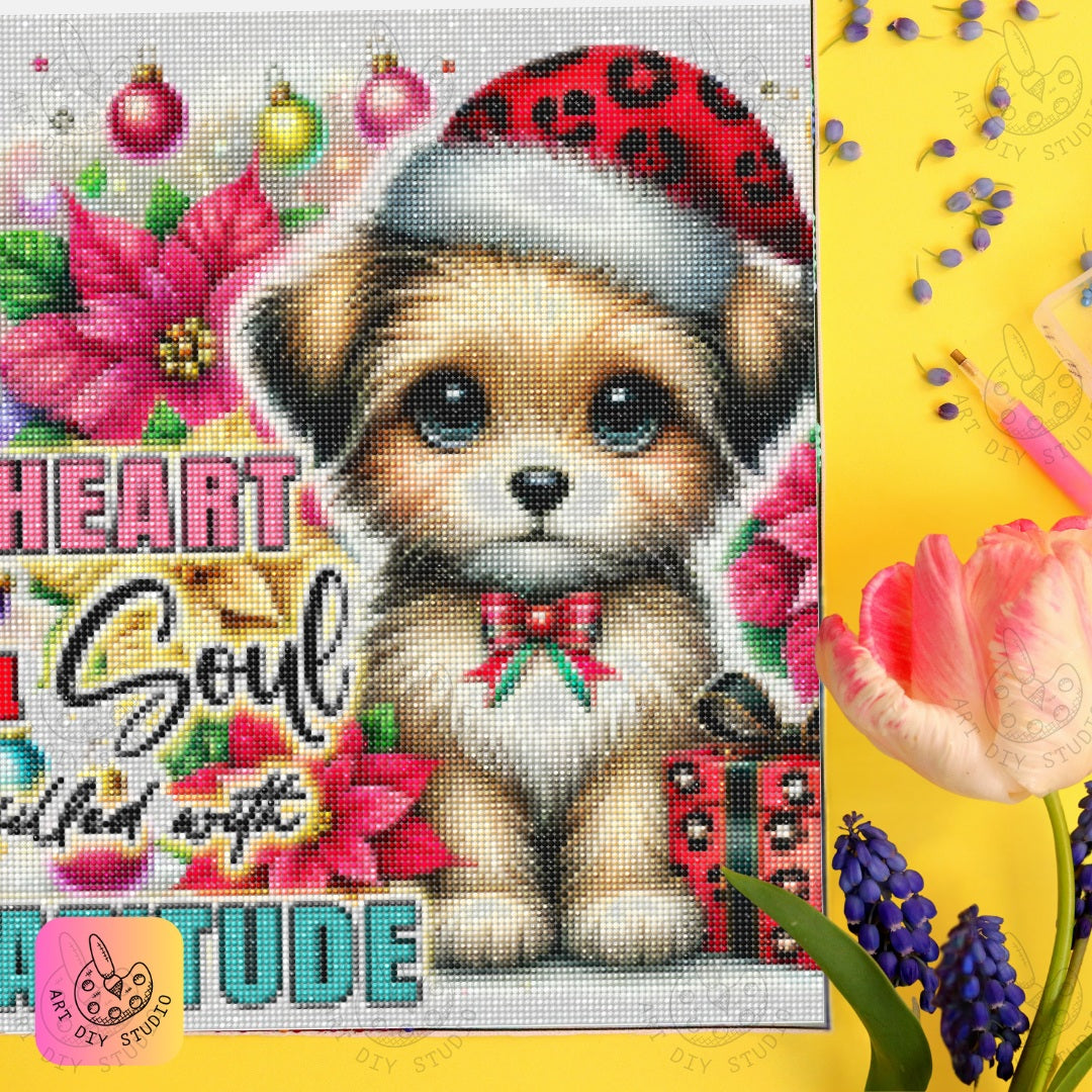 DIY Puppy Christmas Diamond Painting Kit Product Image Artdiystudio.com