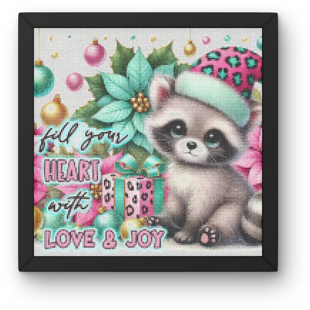 DIY Raccoon Christmas Diamond Painting Kit Product Image Artdiystudio.com