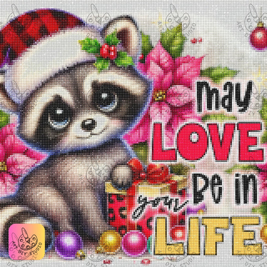 DIY Raccoon Christmas Diamond Painting Kit Product Image Artdiystudio.com