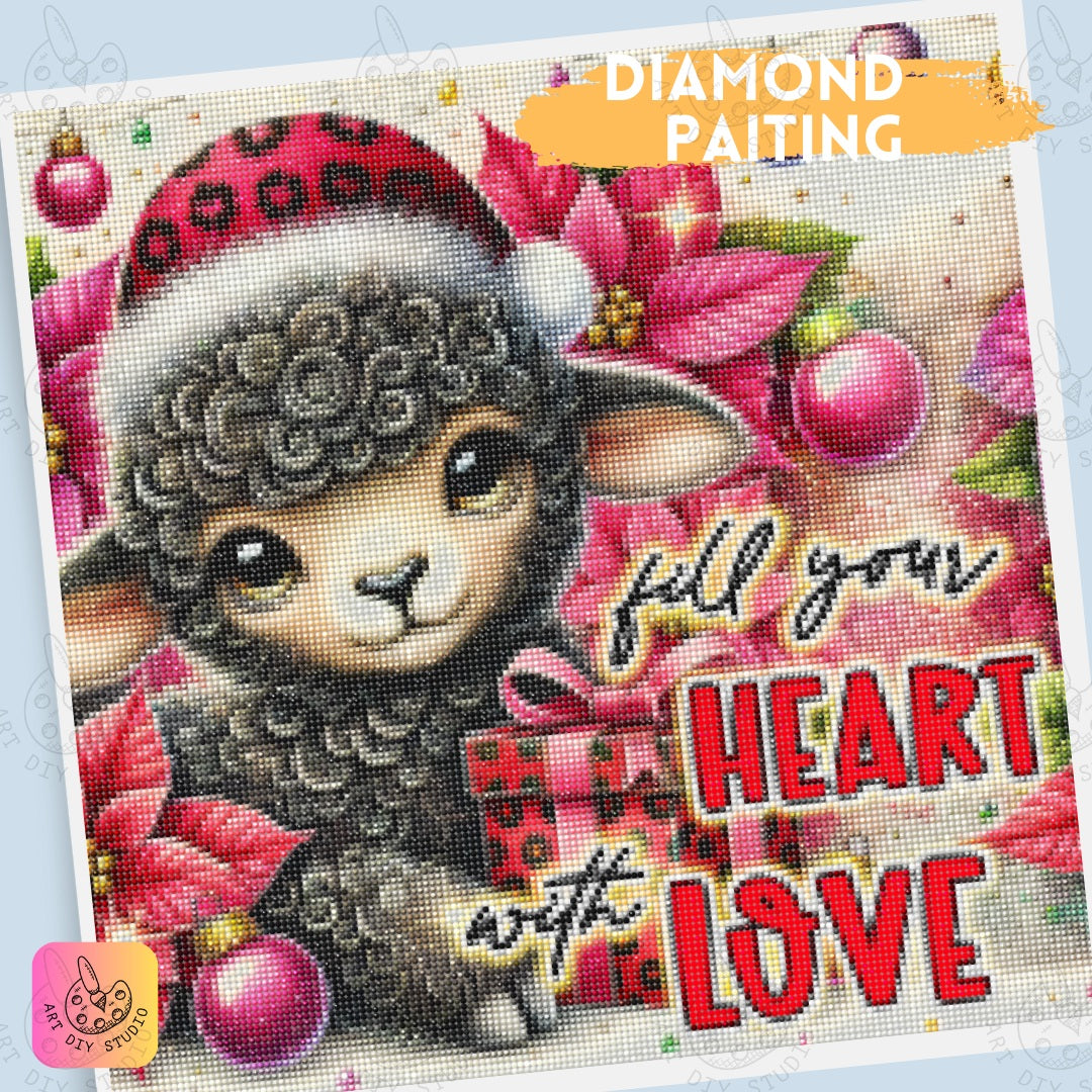 DIY Sheep Christmas Diamond Painting Kit Product Image Artdiystudio.com