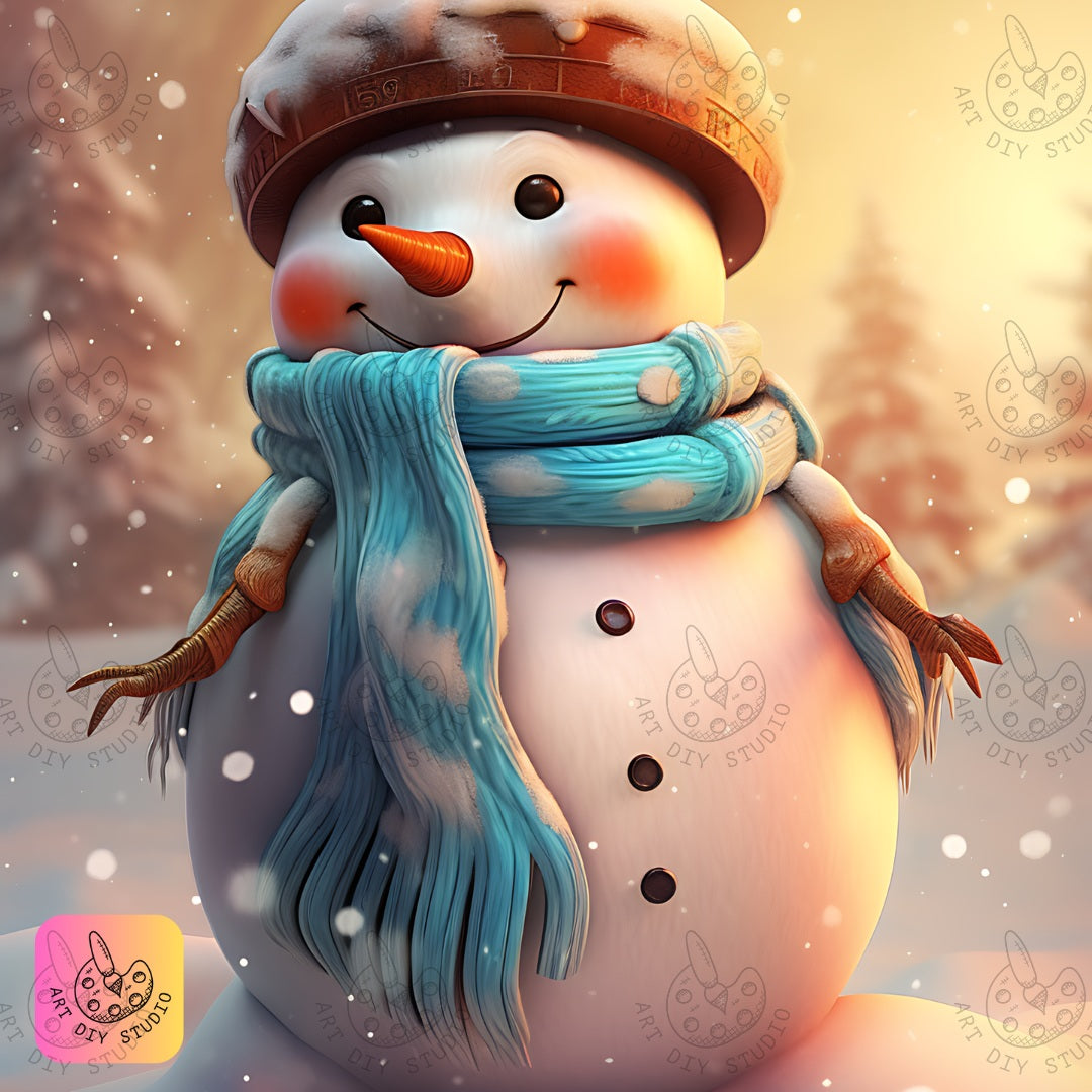 DIY Snowman Diamond Painting Kit Product Image Artdiystudio.com
