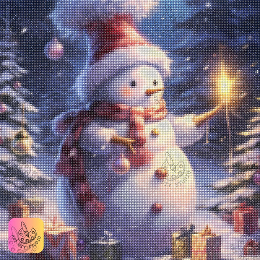 DIY Snowman Winter Diamond Painting Kit Product Image Artdiystudio.com