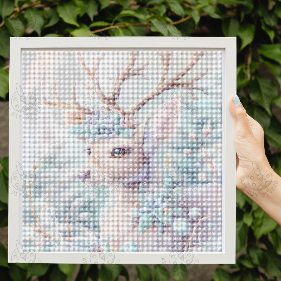 DIY Winter Deer Diamond Painting Kit Product Image Artdiystudio.com