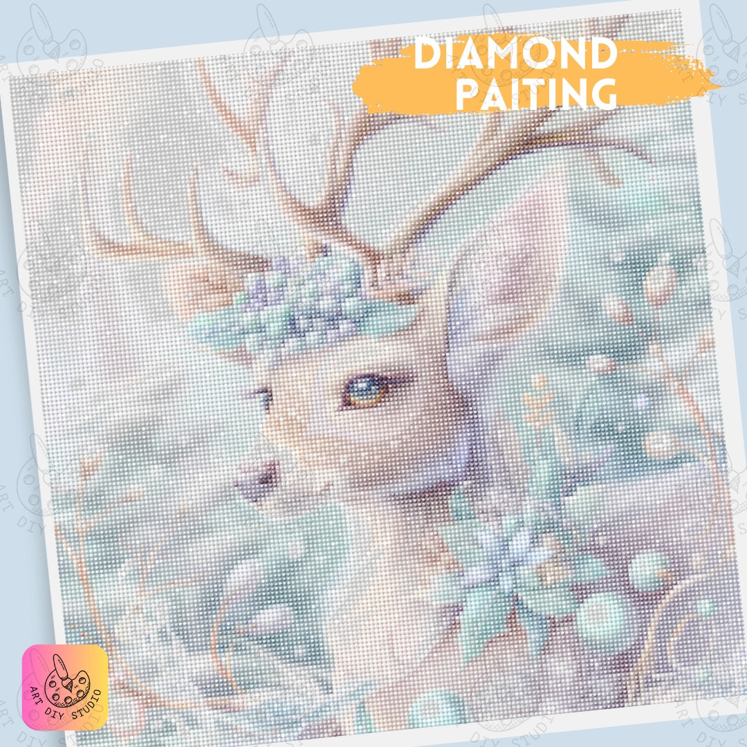 DIY Winter Deer Diamond Painting Kit Product Image Artdiystudio.com