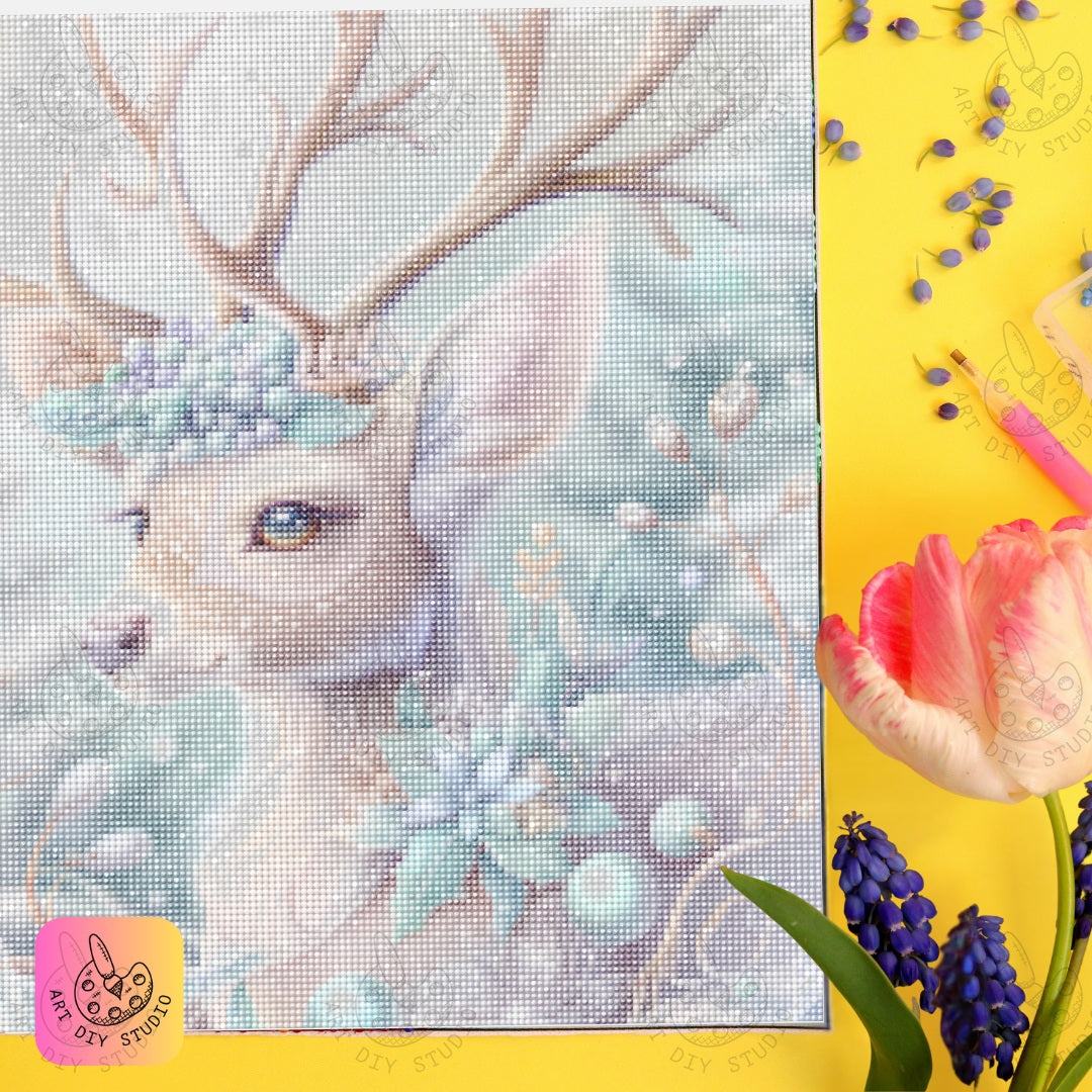 DIY Winter Deer Diamond Painting Kit Product Image Artdiystudio.com